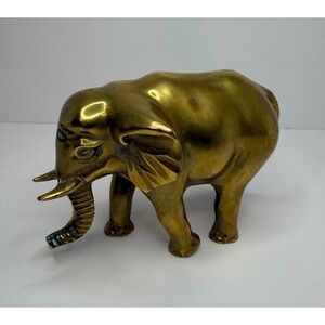Bronze Elephant Trunk Down 7"long x 4"‎ Tall x 3" Wide Polished Brass.